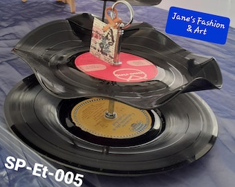 Etagere made of records, decoration, tray, upcycling, unique