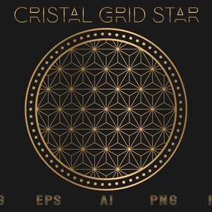 Cristal Grid Star Wand und Druck Kunst. Heilige Geometrie. svg eps ai png pdf Dateien. Sublimation.