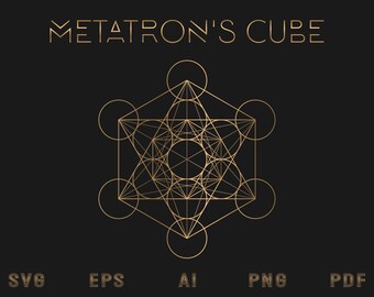 Metatron&#39;s cube wall art. svg png eps ai pdf files. Sublimation.