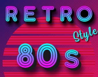 Retro font 80&#39;s style. Retro alphabet.  Commercial use.