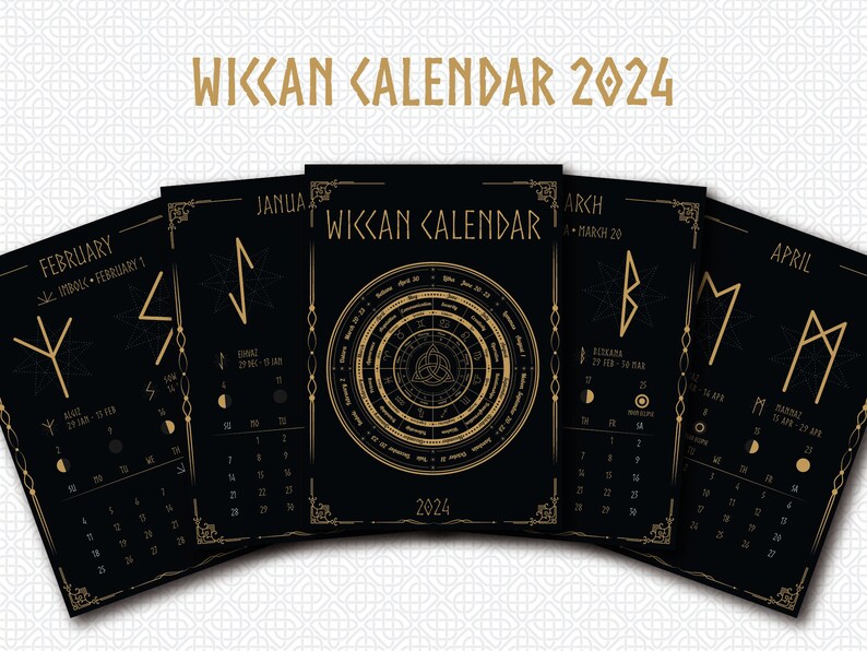2025 Kalender. Wicca Kalender. Wikinger Kalender. 12 Monatskalender 