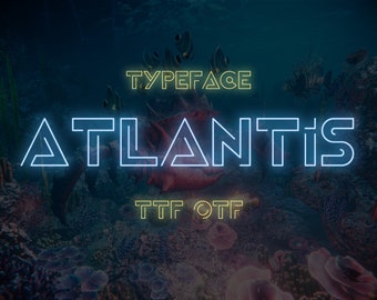 Atlantis ttf typeface. Procreate Font, Canva Font, Cricut Fonts