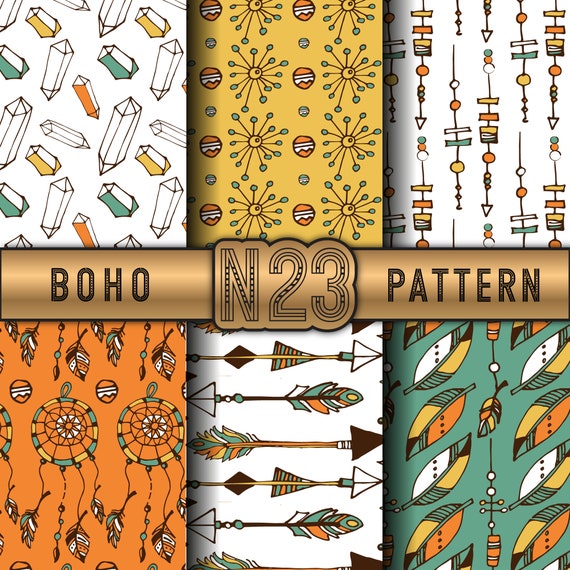 Boho digital paper. Boho style vector pattern. Instant | Etsy