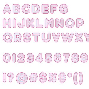 Rounded line Alphabet. Retro font. Clipart. Ai, eps, svg, png files. Sublimation. Commercial use. image 3