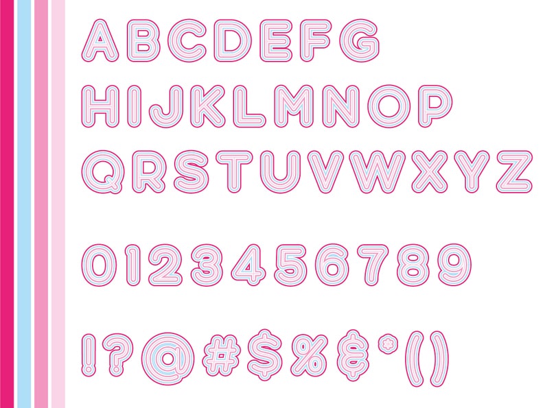 Rounded line Alphabet. Retro font. Clipart. Ai, eps, svg, png files. Sublimation. Commercial use. image 3