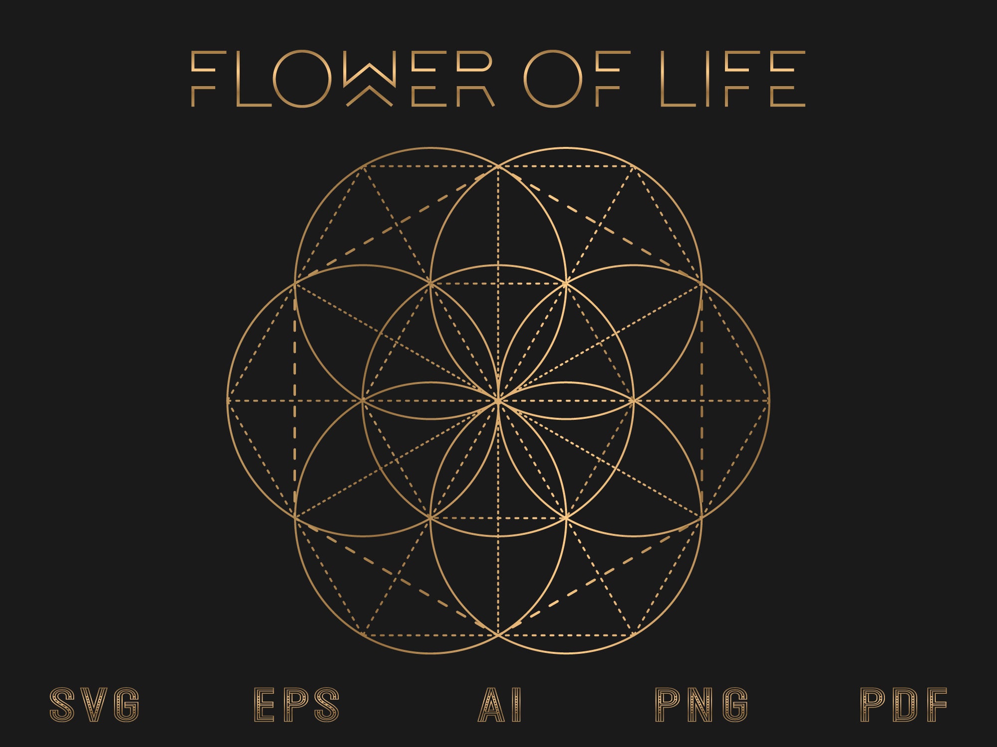 Flower of Life Wall Art. Sacred Geometry. Svg Eps Ai Png Pdf Files. - Etsy, image size:2001x1500