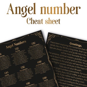 Angel Number cheatsheet + guida. Download digitale per la stampa.