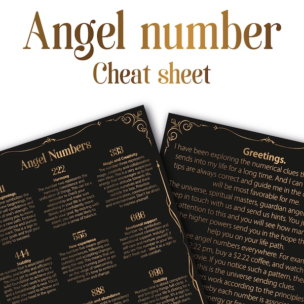 Angel Number Cheat Sheet and Guide - Etsy
