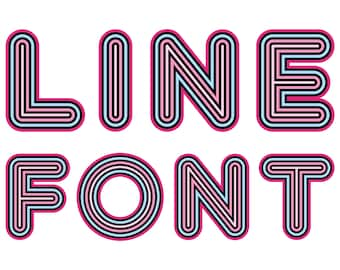 Afgeronde lijn Alfabet. Retro lettertype. Clipart. Ai, eps, svg, png bestanden. Sublimatie. Commercieel gebruik.