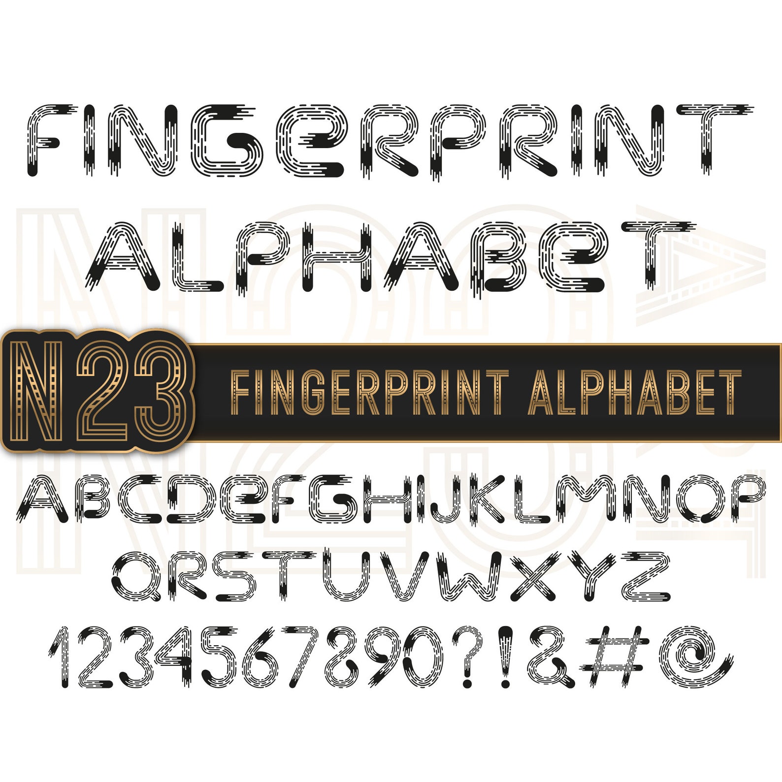 Fingerprint Alphabet Letters svg. Fingerprint font svg. Etsy