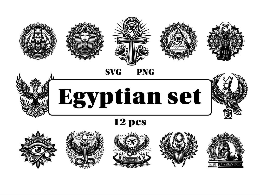 Egyptian Svg Bundle, Egypt Symbols Stencils, Anubis Pharaoh Eye of ...