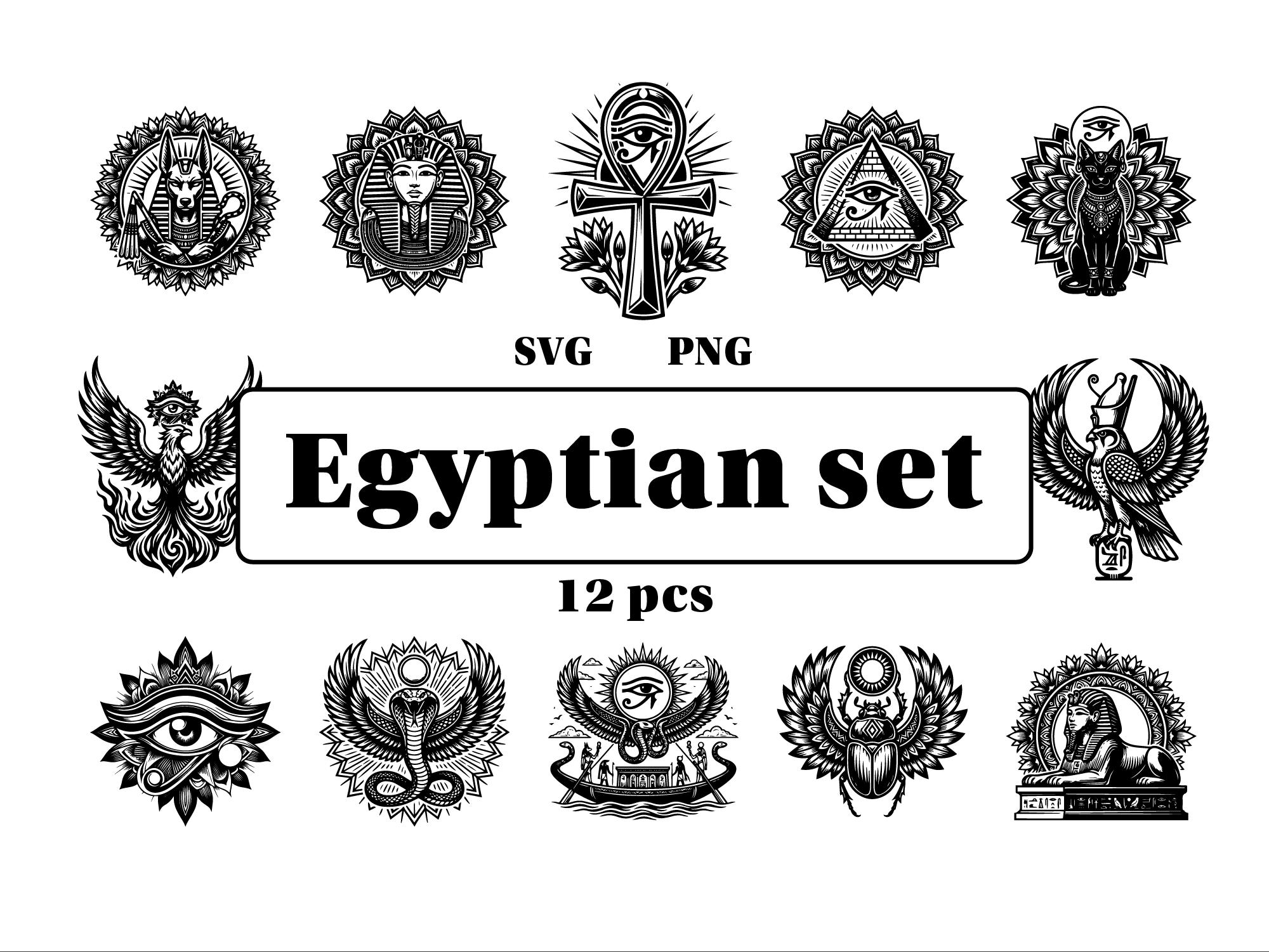 Egyptian Svg Bundle, Egypt Symbols Stencils, Anubis Pharaoh Eye of ...