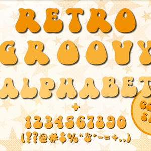 Alfabeto retro con mucho estilo de los años 70. Archivos PNG y SVG para manualidades, carteles, invitaciones y más