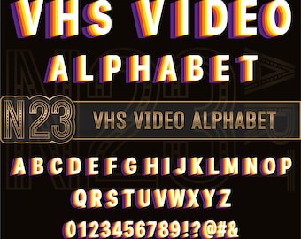 Retro VHS video alphabet, colorful letters svg. Rainbow letters svg. Retro font. Commercial use.