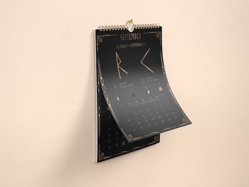2024 Kalender. Wicca Kalender. Wikinger Kalender. 12 Monatskalender
