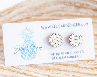 Volleyball Wood Earrings | Volleyball Mom Earrings | Wood Earrings | Stud Earrings | Gift for Her | Mom Gift | Sports Earrings