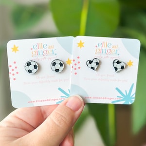 NEW UPDATE Soccer Earrings | Acrylic Soccer Mom Earrings | Soccer Heart Earrings | Stud Earrings | Gift for Her | Coach Gift | Soccer Ball