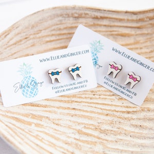 Tooth Earrings | Dentist and Dental Hygienist Earrings | Orthodontist Earrings | Wood Earrings | Stud Earrings | Gift for Her | Mom Gift