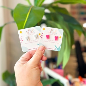 Tooth Stud Earrings | White or Pink | Dentist and Dental Hygienist Earrings | Acrylic Earrings | Dental School | Gift for Her | Mom Gift