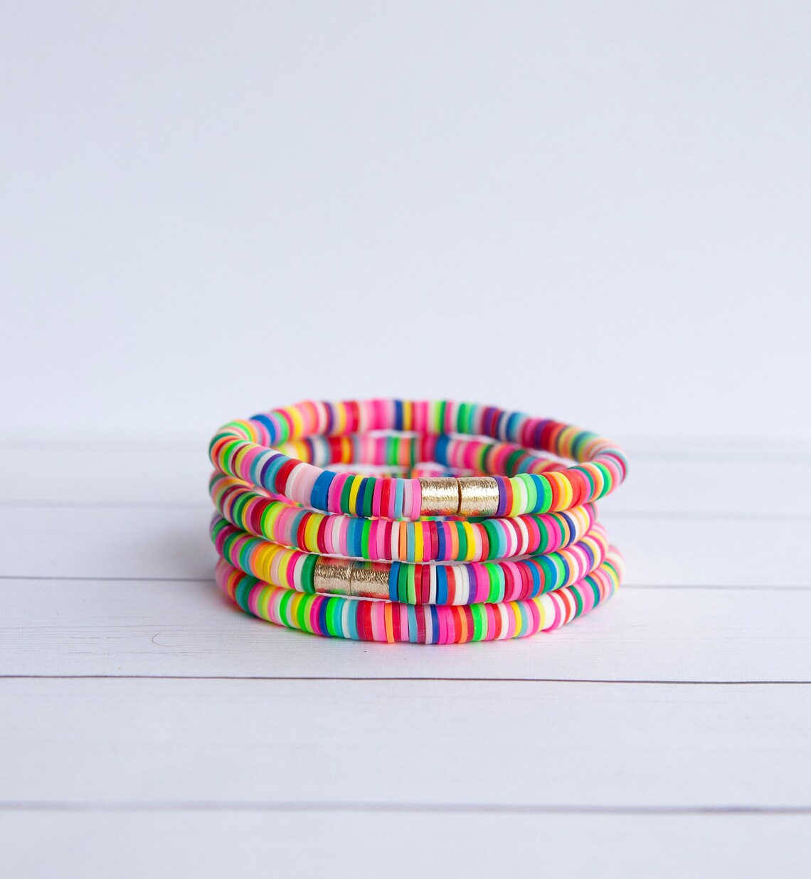 More Rainbow Clay Disc Stretch Bracelet 6mm 1 Bracelet Etsy