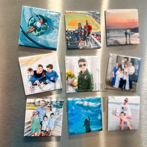 Custom Photo Magnets | Fridge Magnet Gifts | Set of 9 Photo Magnets | 2x2 Magnets | Photo Keepsake Decor | Gift for Mom | Party Favor