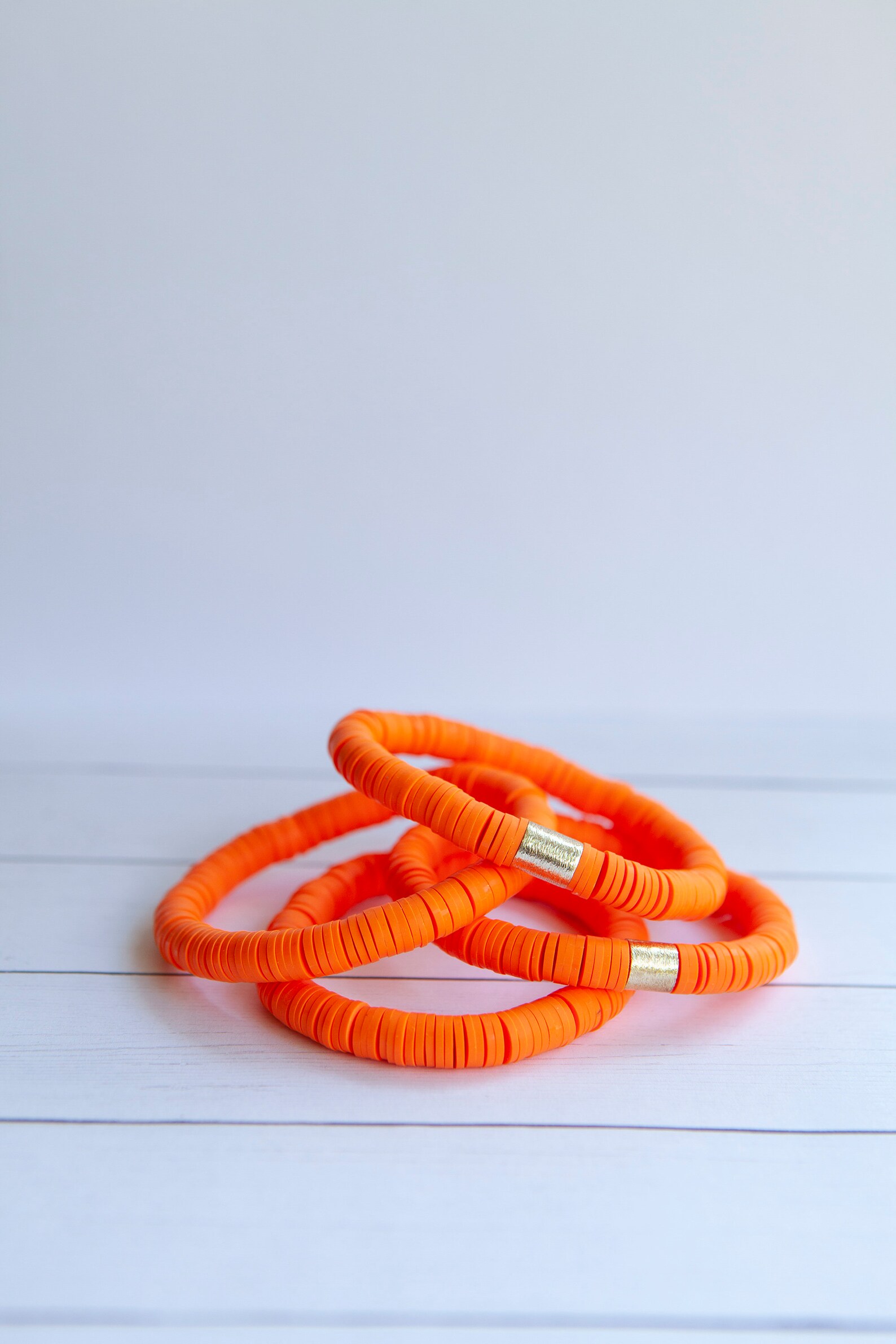 Orange Clay Disc Stretch Bracelet 8mm 1 Bracelet Polymer Etsy