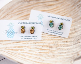 Pineapple Earrings | Wood Earrings | Stud Earrings | Gift for Her | Mom Gift