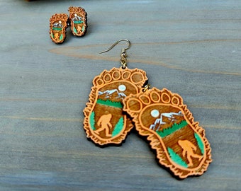 Bigfoot Earrings, Sasquatch Earrings, Bigfoot Stud Earrings, Bigfoot Dangle Earrings