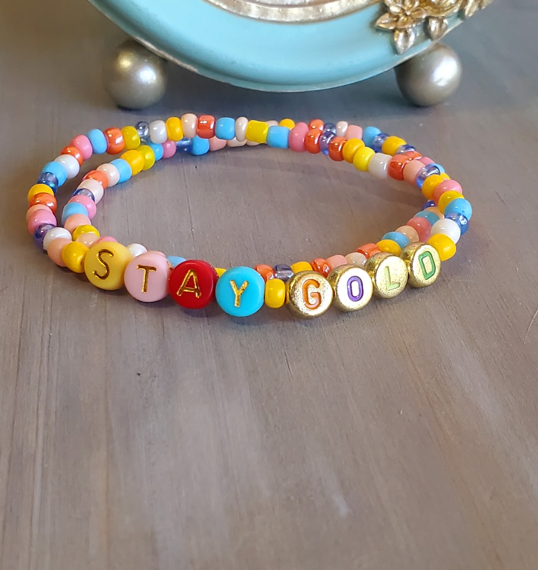 Stay Gold Bracelet Stack, Beaded Bracelet, Bracelet, the Outsiders Etsy