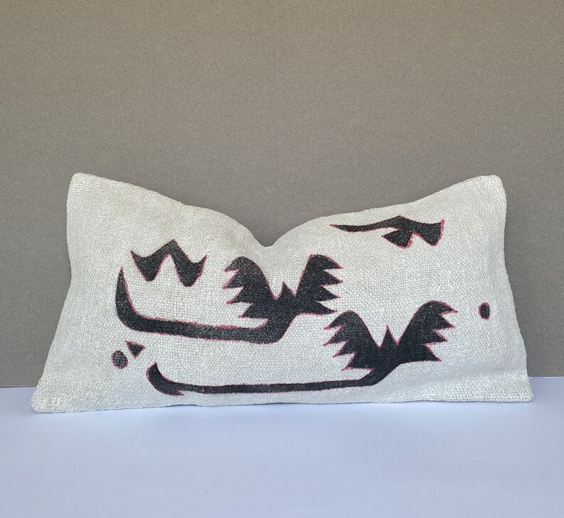12X24 inch,60x30 cm,Pillow cover.Homedecor pillow,kilim pillow Painted Hemp cushion cover Hand made Decorative Pillow Hemp pillow cover