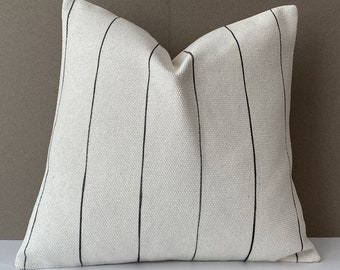 Black Striped Pillow, 20x20 Turkish Kilim Pillow, Modern Pillow, Decorative Pillow, Throw Pillow, Sofa Accent Pillow, Cushion Cover