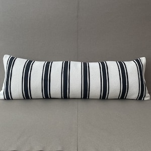 Extra Long Lumbar Pillow, African Pillow, White Mudcloth Pillow, White and Black Pillow Cover10X36 inch,90x27 cm,, Farmhouse pillow