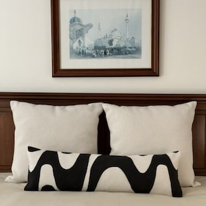 Long Pillow Cover, Extra Long Lumbar Pillow, Black Pillow Case, Lumbar Throw Pillow Cover, Ethnic Large Lumbar Cushion Cover, Modern Pillow