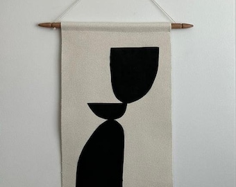 Handgewebter Wandbehang, Boho Wandbehang, Wandbehang, Wandkunst. Tapisserie, Gewebte Kunst, Schwarzer Wandbehang. Großer gewebter Wandbehang