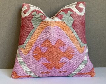 Kelim Kissenbezug, Boho Kissen, ethnisches Wohndekor (40x40 cm)