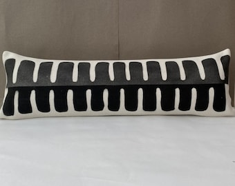 Velvet coton  Lumbar, Pillow Cover, Lumbar Black and White Pillow Cover, Extra Long Lumbar Pillow for bed, Beige and black long pillow