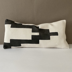 Turkish Kilim Pillow, 12x24 Kilim Pillow, Striped Pillow, Handwoven Cotton Pillow, Whtie And Black Decorative Pillow, Sofa Throw Pillow,