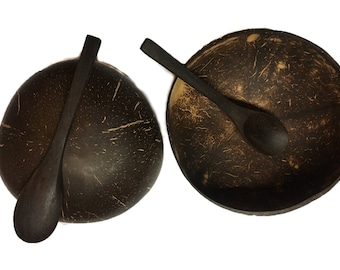 Handmade Coconut Bowl & Ebony Spoon Set: Eco-Friendly Smoothie Bowl