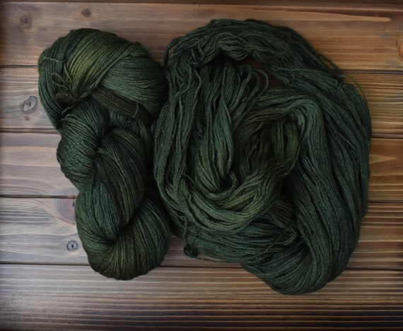 Fern Cliff: Dark Olive Green Yarn. Hand-dyed Wool Yarn. Tonal Green Yarn.  Earthy Moss Green. Army Green. Loden. Forest Green. Semi-solid. 