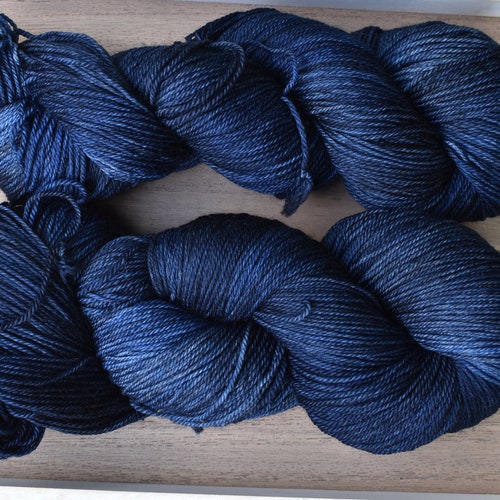 Misty Mountain Dark Murky Blue Yarn. Handdyed Fingering Sock Etsy
