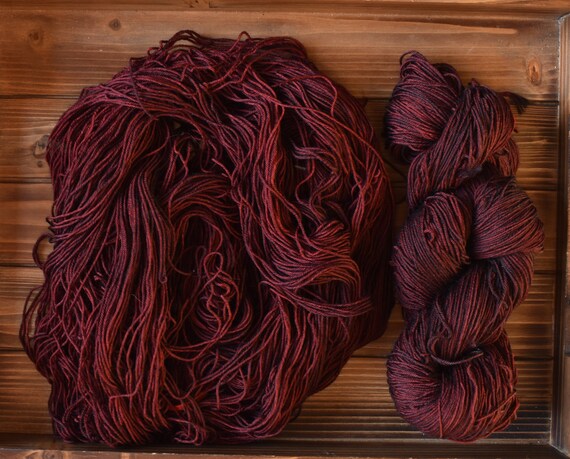 Hand dyed yarn ~ Black Cherry***Dyed to order ~ Sock, Merino
