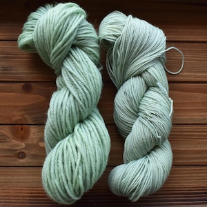 Iced Lime: Hand-dyed Lime Yarn. Pale green. Citrus green. Yellow green. Lemon-lime. Neon green. Seafoam. Tonal green yarn. Semi-solid yarn.