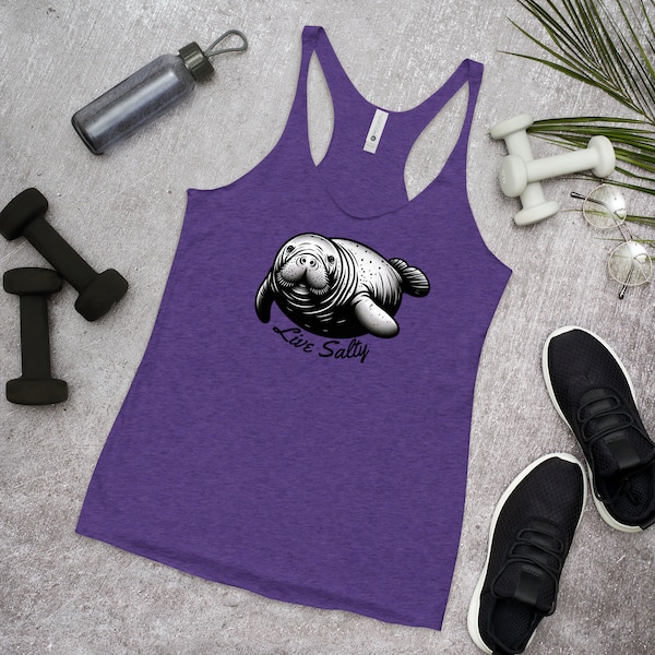 Manatee Women's Racerback Tank Gift for manatee lover manatee tanktop sea cow tank ocean lover gift for beach lover