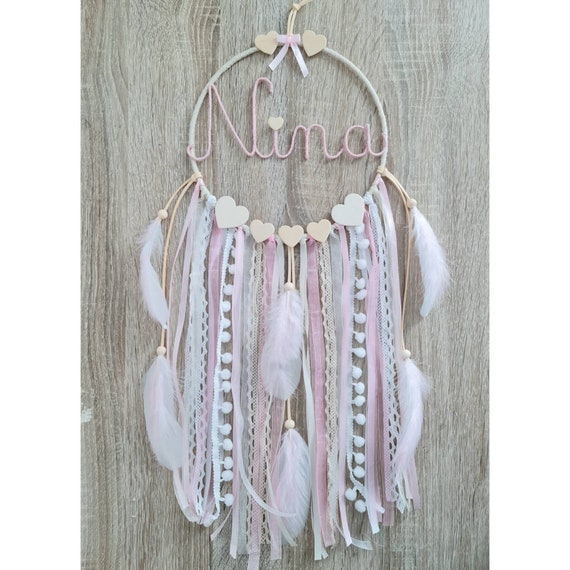 Attrape Reves Prenom Coeurs Tons Pastels Lumineux 7 Lettres Etsy