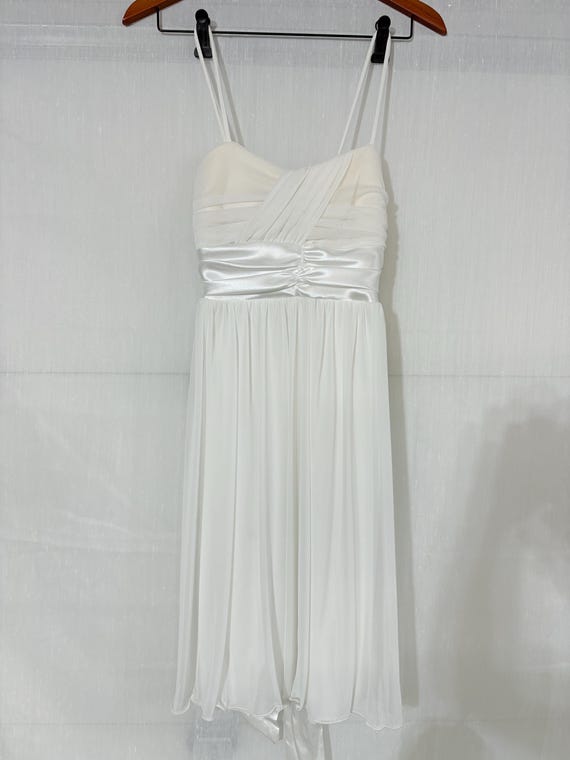 Vintage 1990s Jolie White Satin & Chiffon Dress With Tags – Size 2