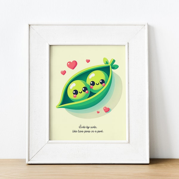 Two Peas in a Pod Poster - A Sweet Valentine's Day Gift for Couple