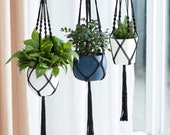 3-Pack Black Premium Macrame Plant Hangers Large, Variety Sizes (35 quot 41 quot 47 quot )