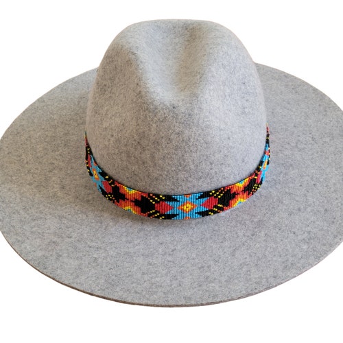 Western Seed Beaded Hat Band Fit Cowboy Hatband Turquoise Hat Etsy