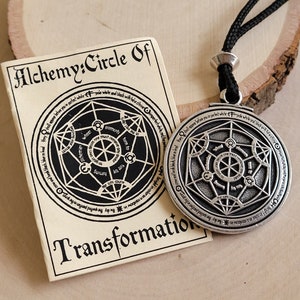 Alchemical Necklace Magic of Alchemy - Circle of Transformation 1.40" Pendant