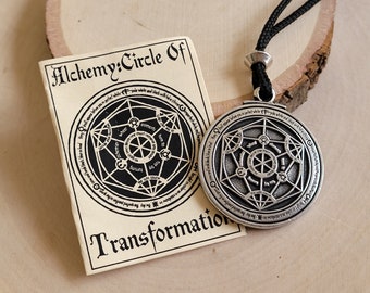 Alchemical Necklace Magic of Alchemy - Circle of Transformation 1.40" Pendant